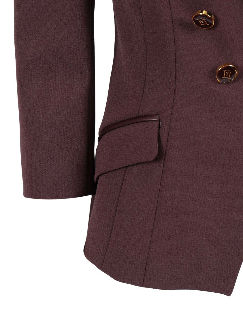 Elisabetta Franchi Tailored Double-Breasted Blazer With Gold Accents