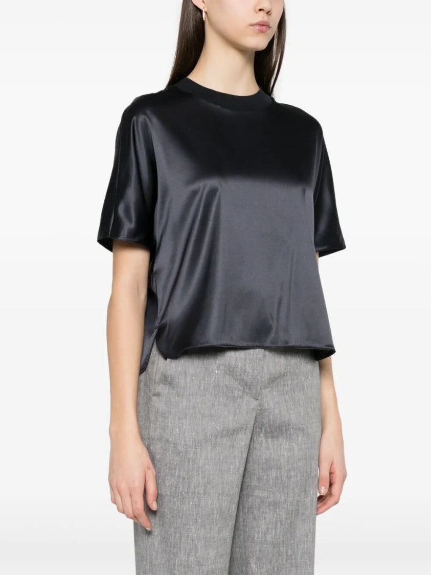 Peserico Silk Blend T-Shirt With Glossy Finish