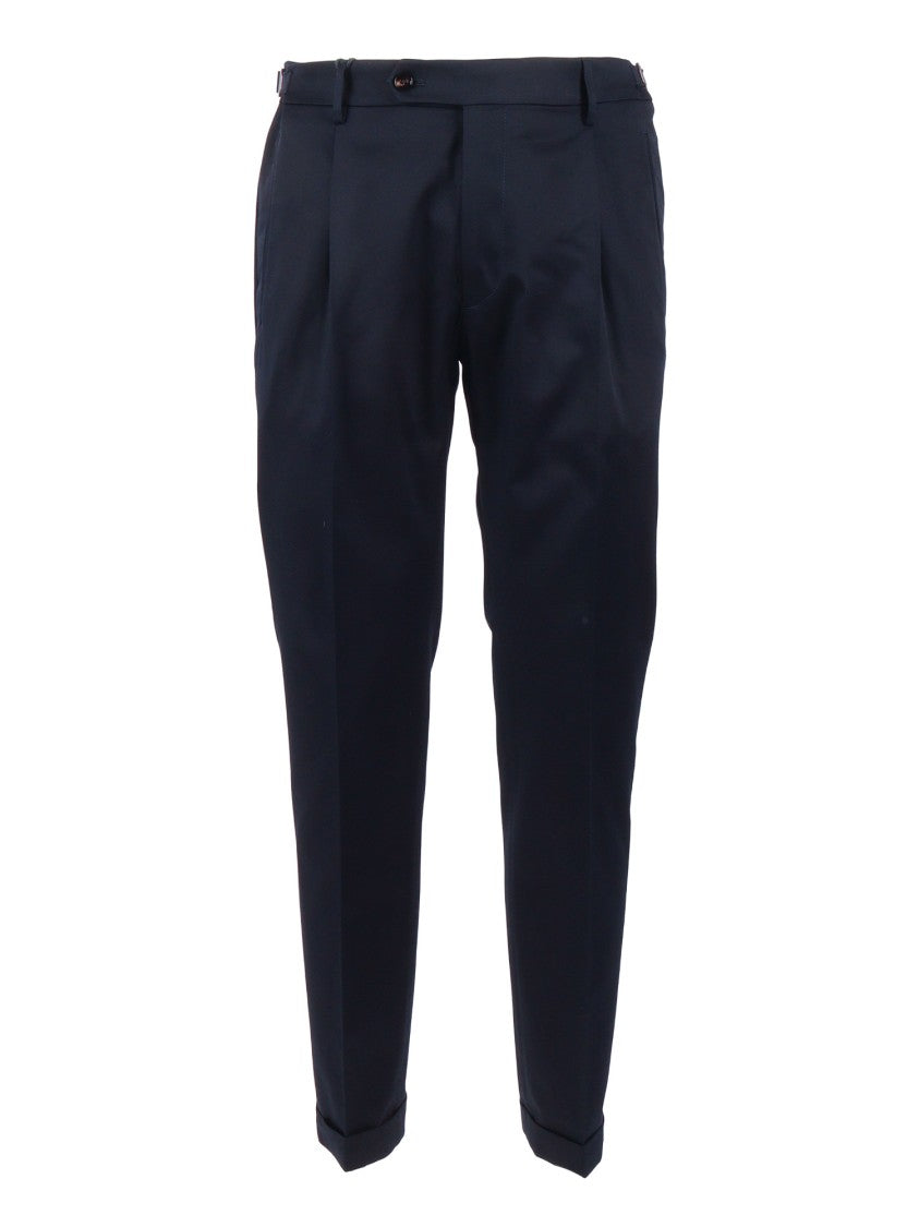 Berwich Blue Retro Inspired Tailored Straight-Leg Pants