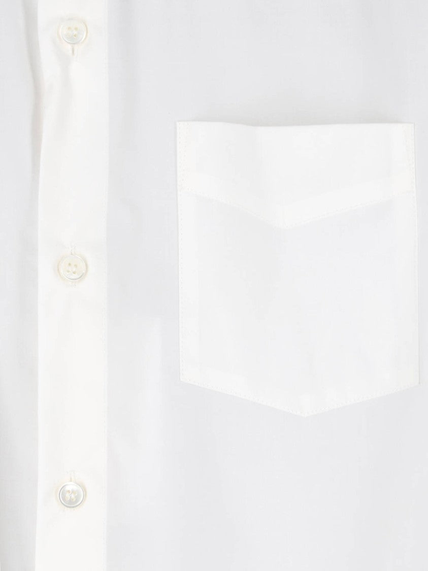 Mm6 By Maison Margiela White Minimalist Sheer Yoke Button-Down Top