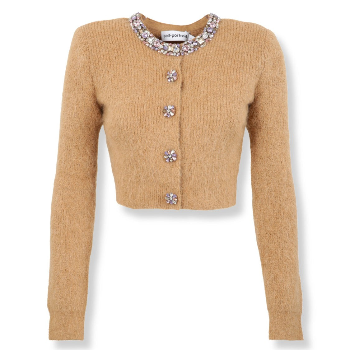 Self-Portrait Textured Knit Cardigan With Button-Down Front