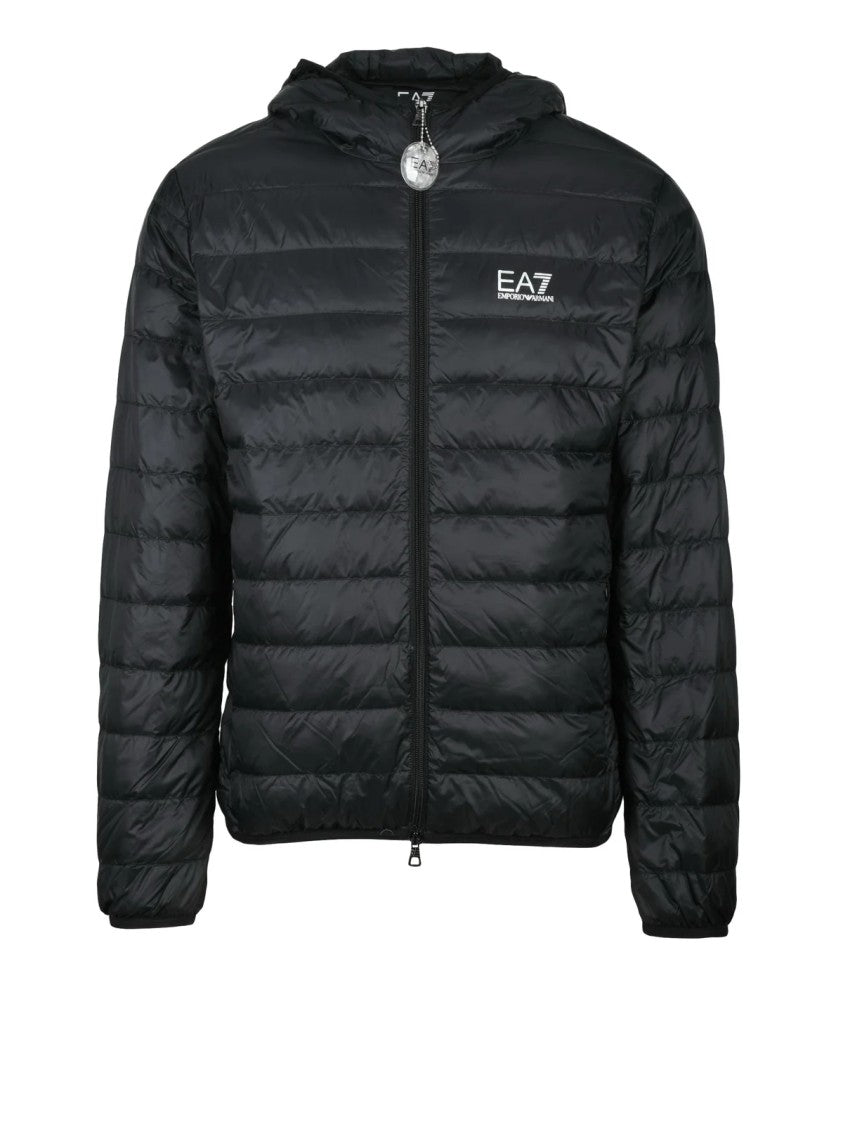 Ea7 Emporio Armani Black Centogrammi Padded Polyamide Down Jacket