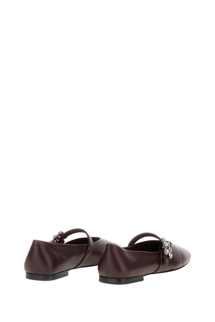 Roger Vivier Red Crystal Embellished Pointed-Toe Leather Flats