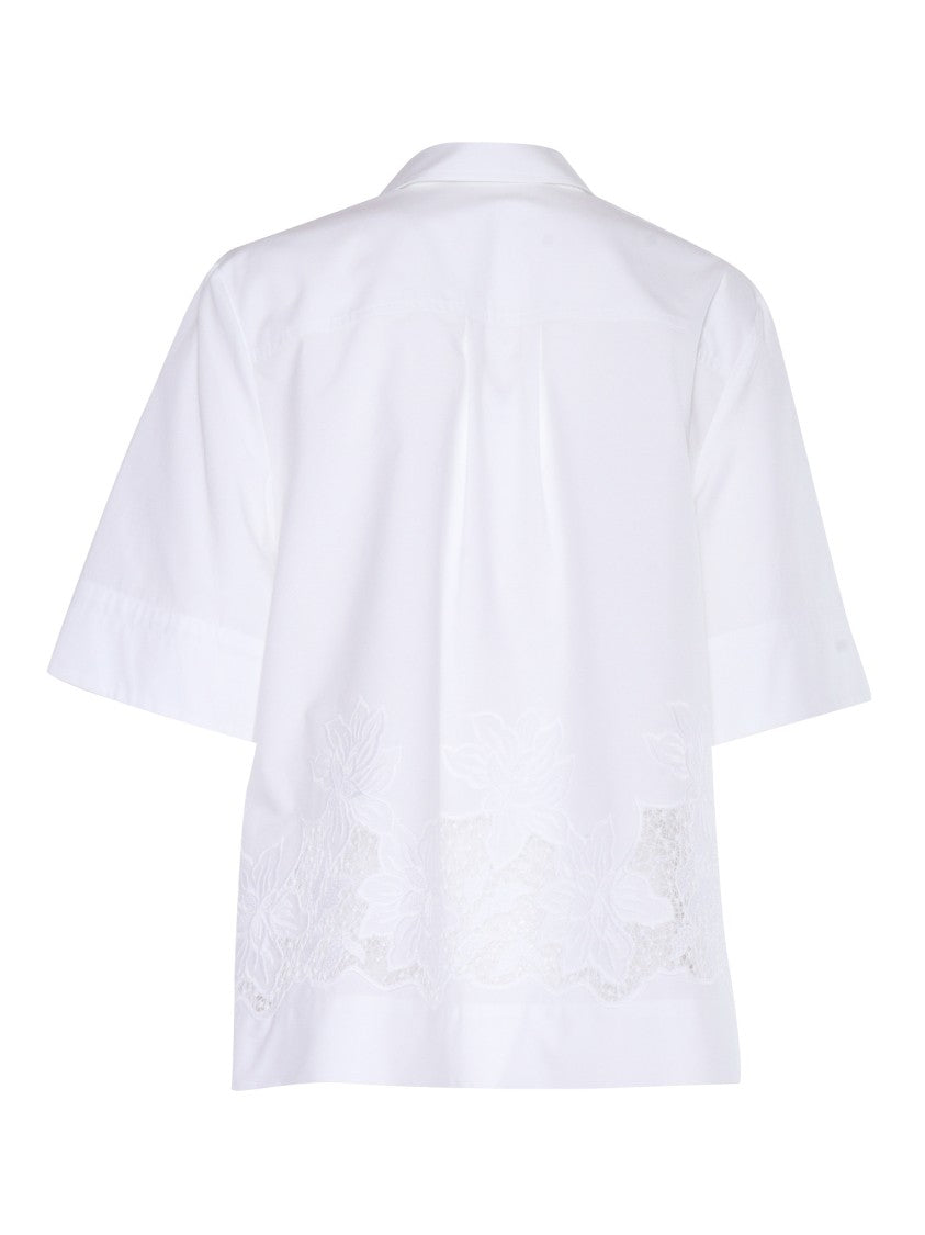 P.A.R.O.S.H. White Blouse With Floral Embroidery And Relaxed Fit