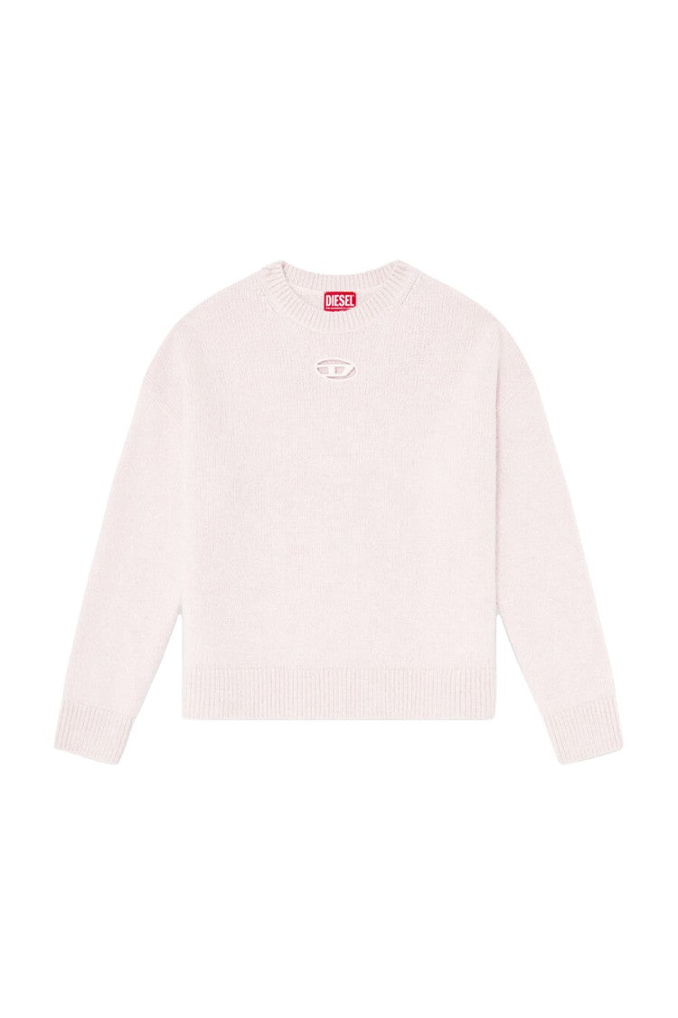 Diesel Pink Wool-Polyamide Blend Embossed-Logo Sweater
