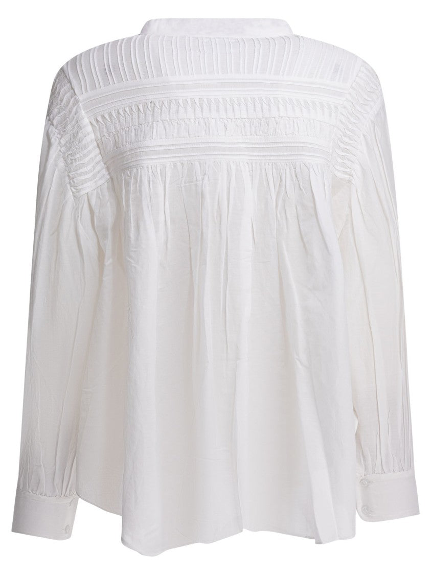 Isabel Marant Étoile Loose-Fitting White Shirt With Pintuck And Pleated Detailing