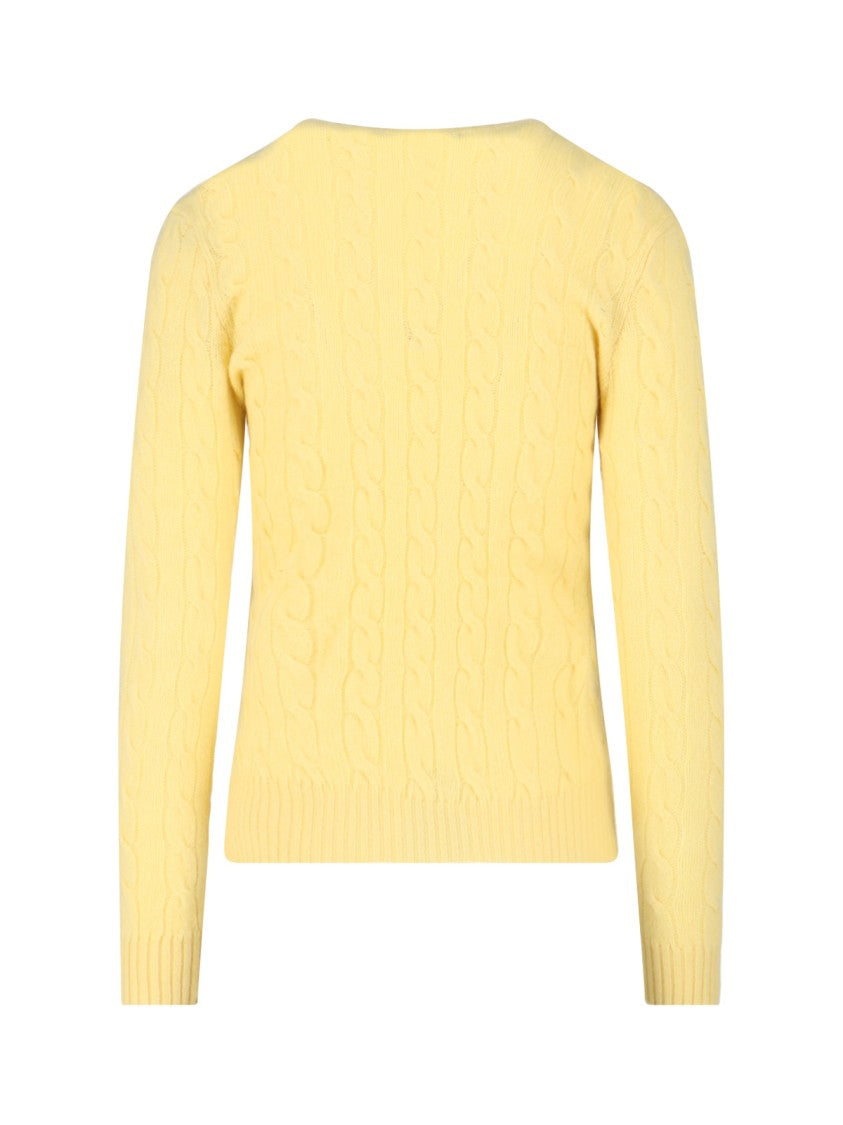 Polo Ralph Lauren Yellow Cable Knit Wool-Cashmere Sweater