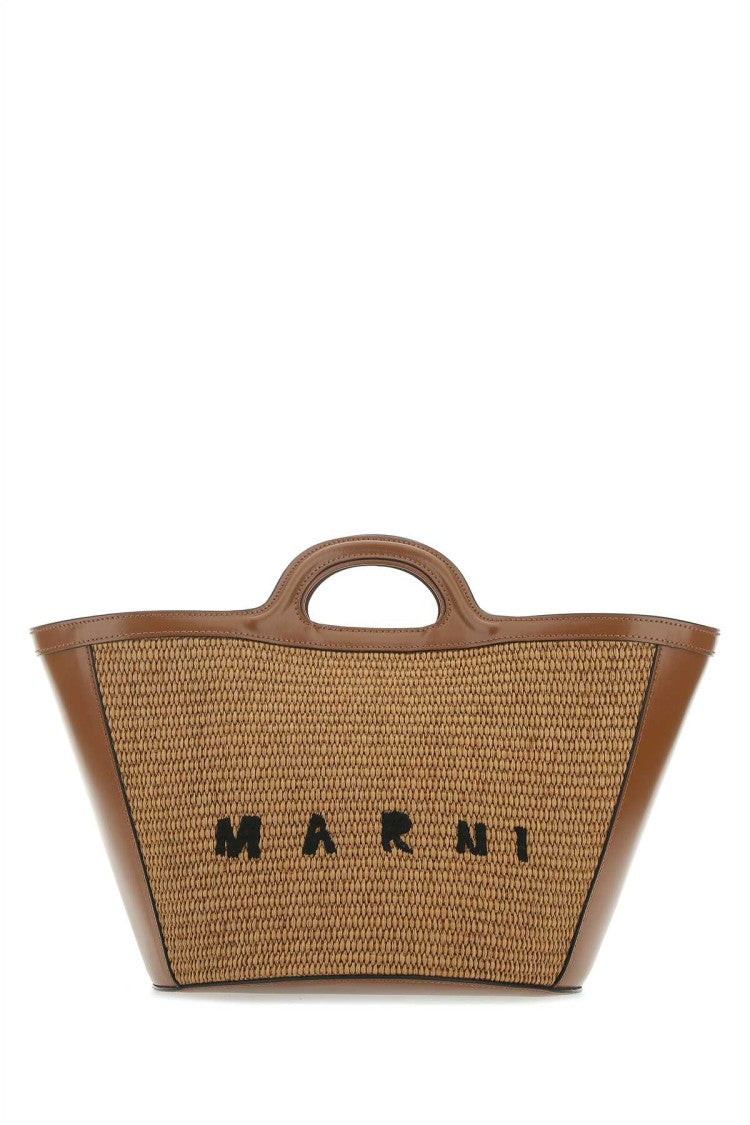 Marni Two-Tone Leather And Raffia Small Tropicalia Summer Handbag
