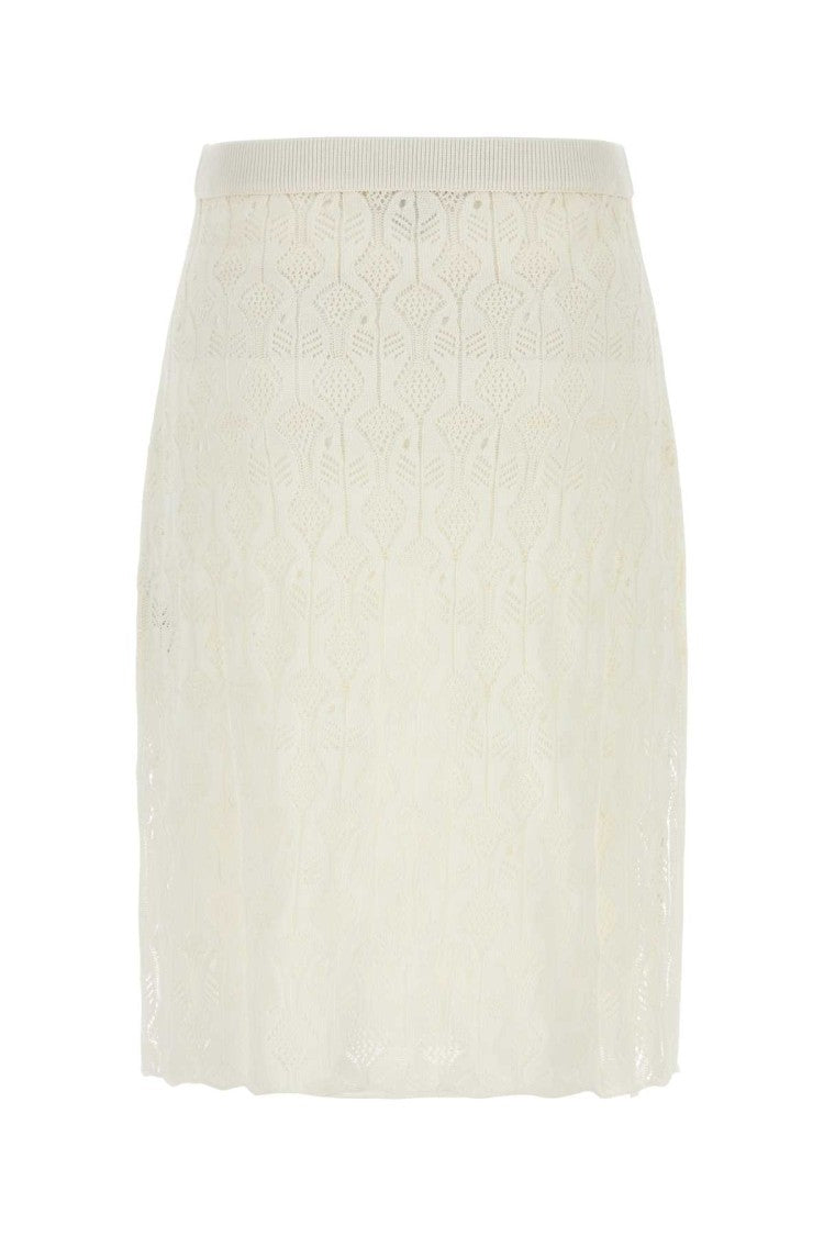Bottega Veneta White Lace Skirt