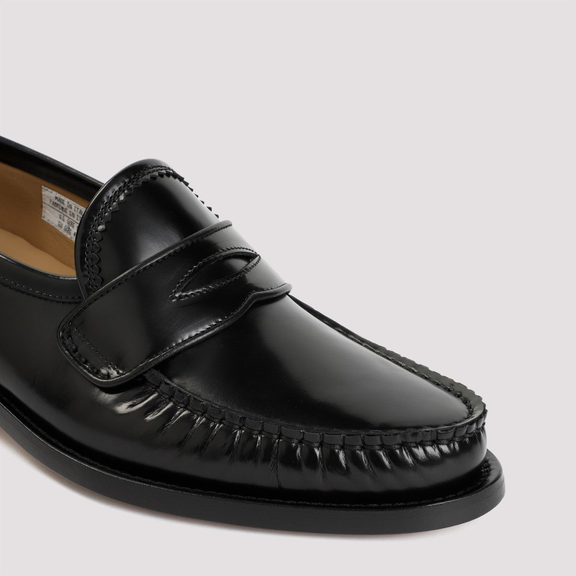 Thom Browne Pleated Varsity Black Calf Leather Loafers