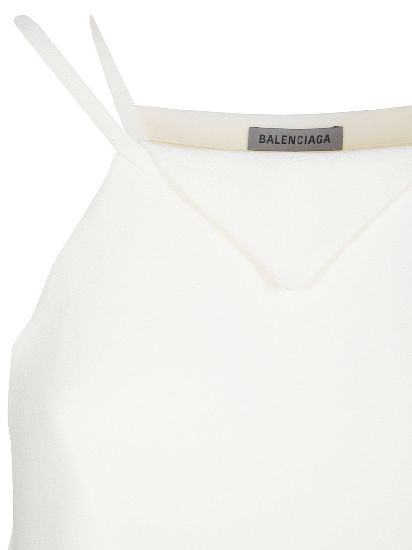 Balenciaga Draped Pointed Hem Top With Square Neckline