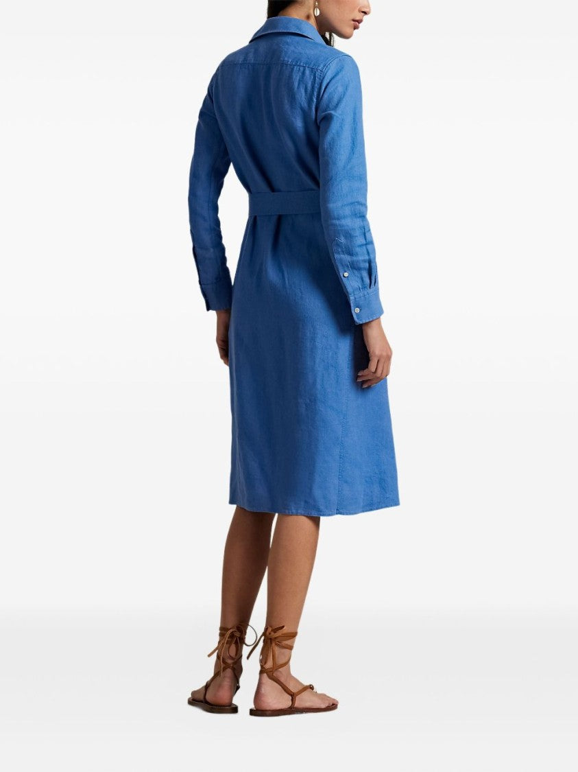 Polo Ralph Lauren Button-Down Linen Dress With Self-Tie Waist And Classic Collar