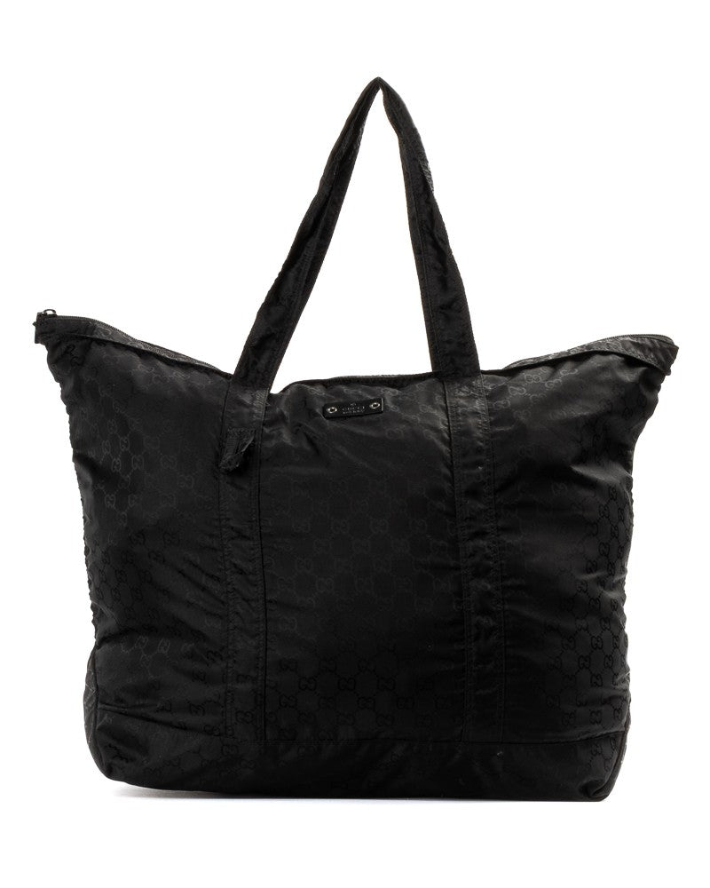 Gucci Vertical Large Gg Supreme Nylon Tote Bag - Black
