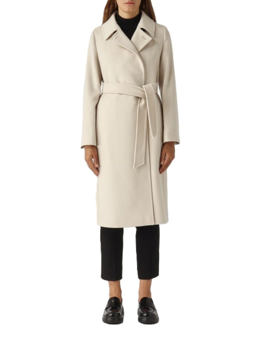 Max Mara Tailored Beige Short Coat With Belted Waist