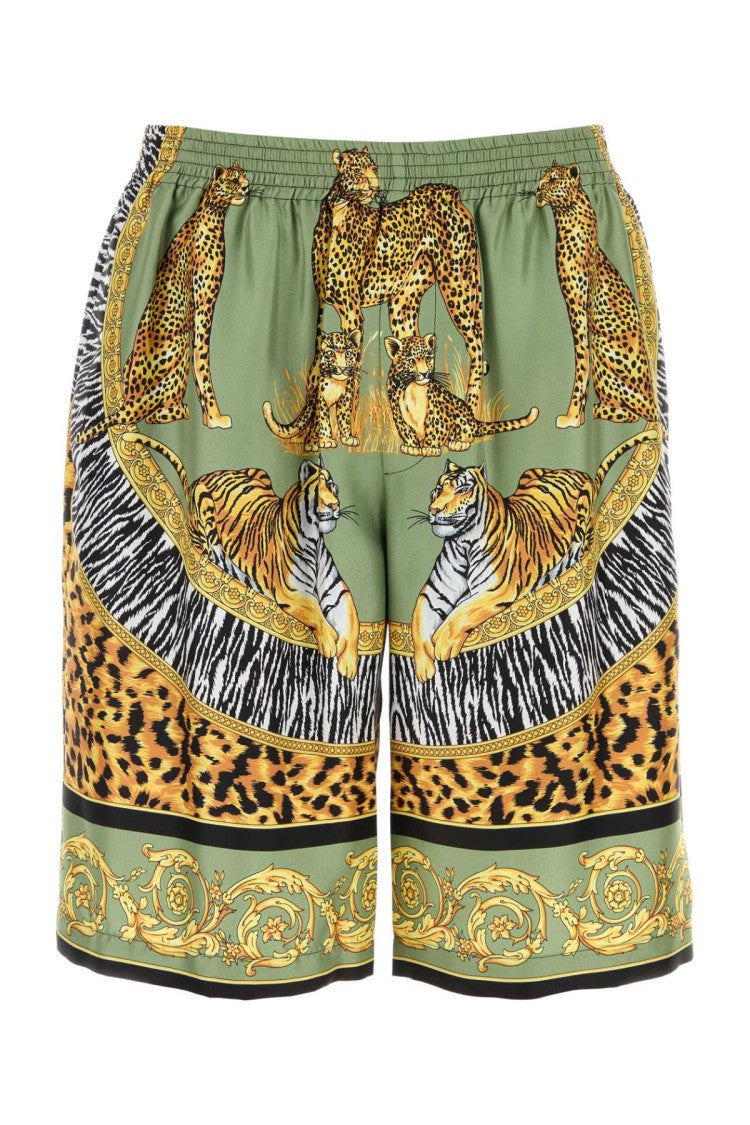 Versace Printed Silk Bermuda Shorts