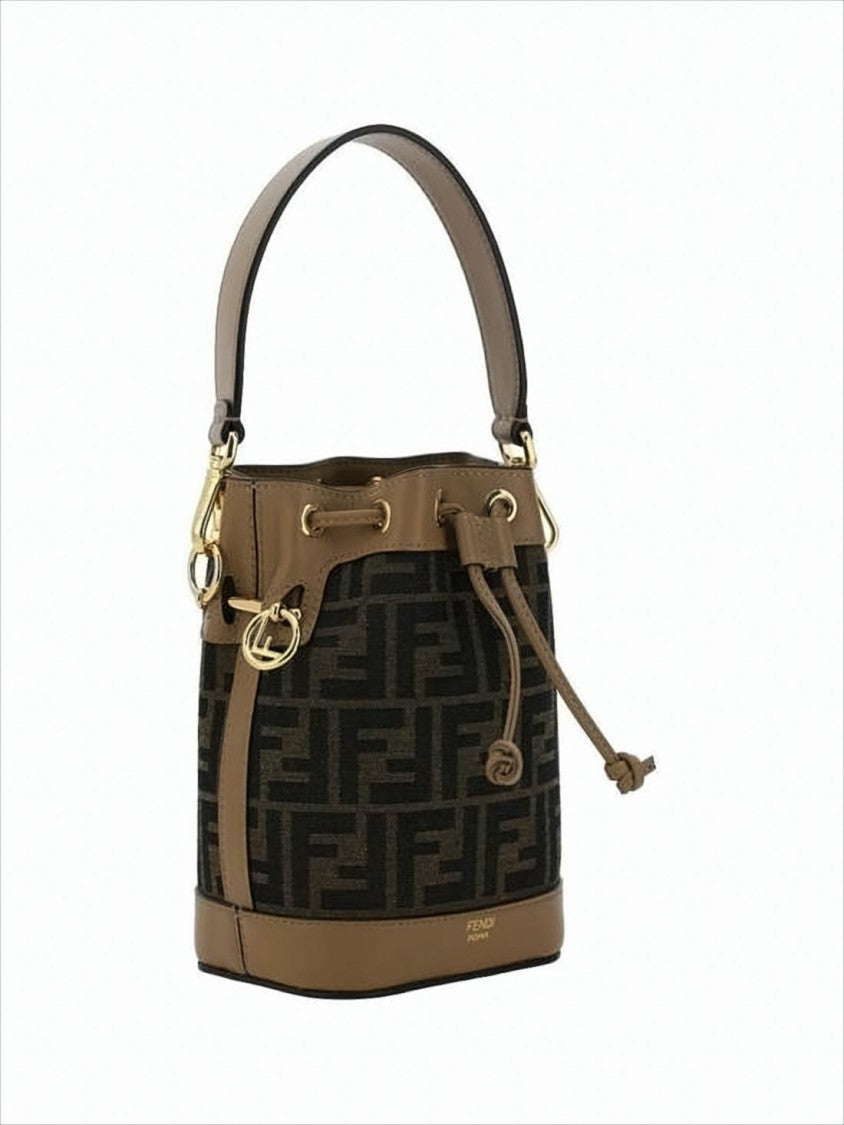 Fendi Bucket-Style Monogram Shoulder Bag With Drawstring Closure