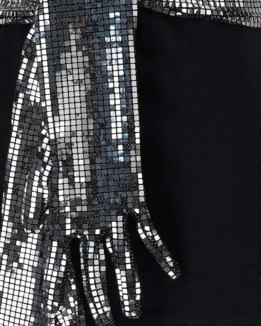 Mm6 By Maison Margiela Short-Sleeve Black T-Shirt With Disco-Style Gloves