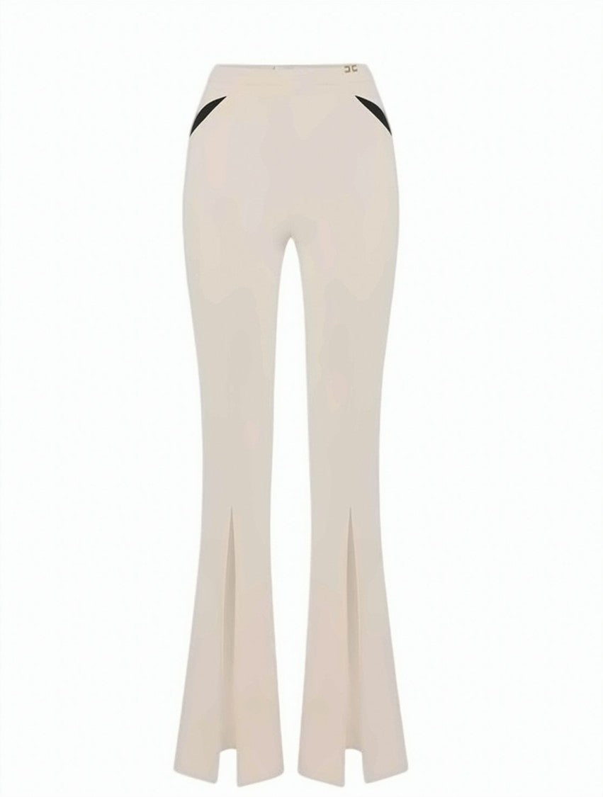 Elisabetta Franchi Lightweight Crepe Cut Outs Slit Trousers