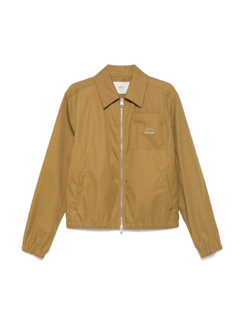 Ami Logo Plaque Twill Bomber Jacket