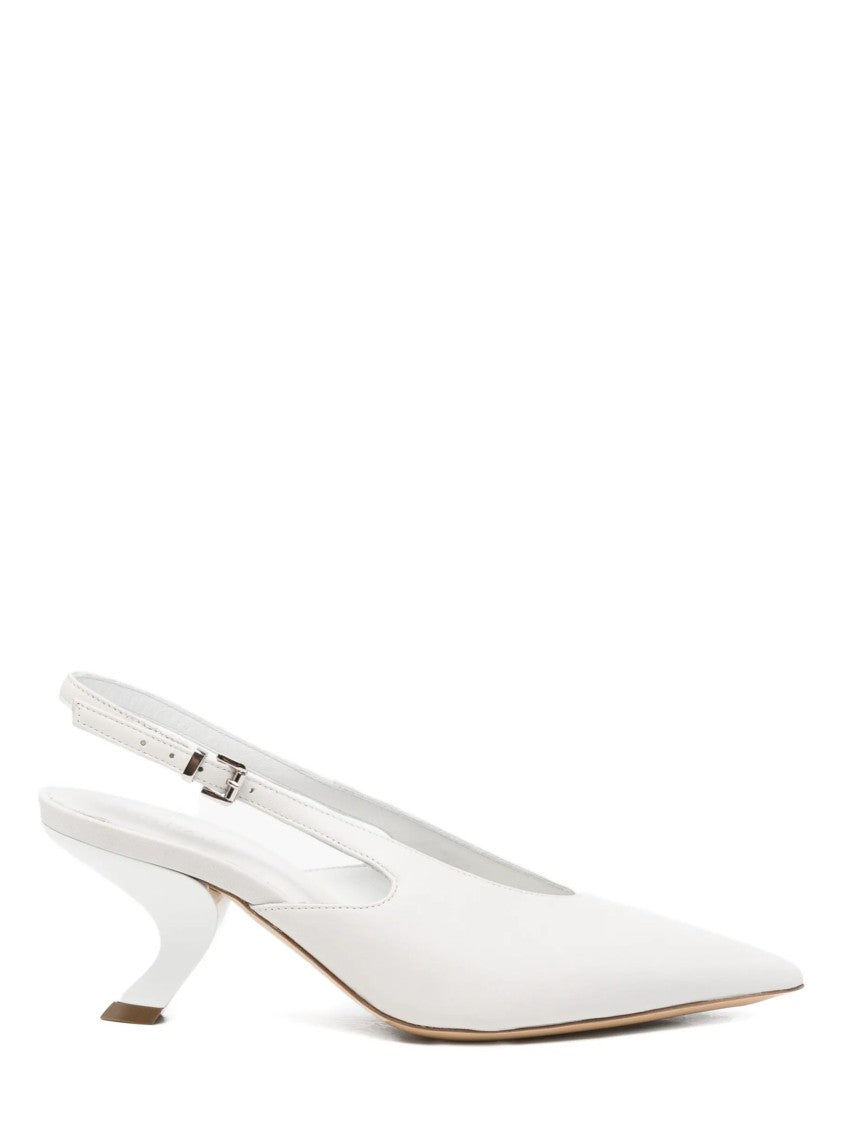 Vic Matié Leather Sculptural Kitten Heel Pumps