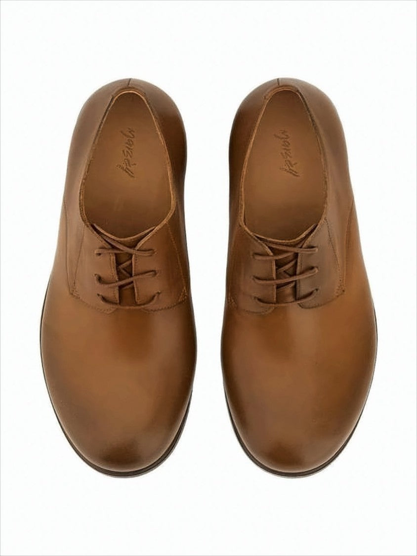 Marsèll Minimalist Brown Leather Dress Shoes With Rounded Toe