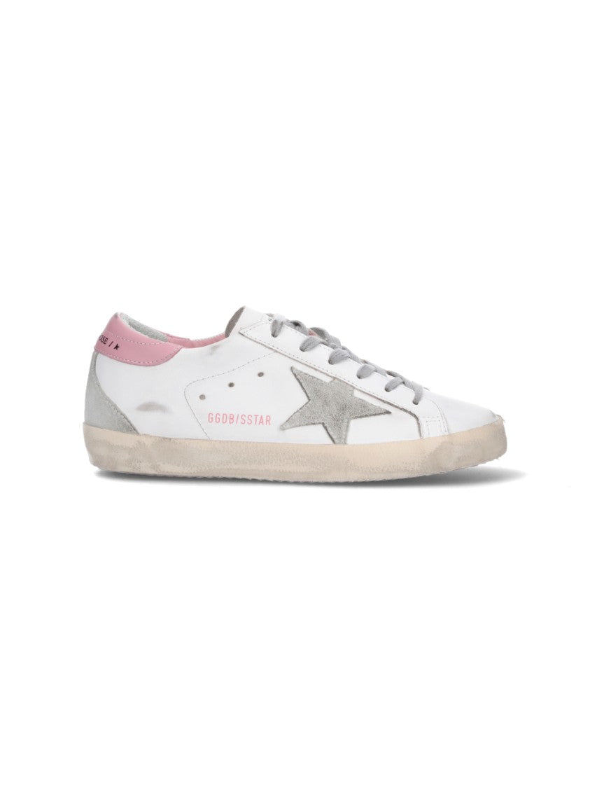 Golden Goose White Super-Star Worn Leather Low-Top Sneakers