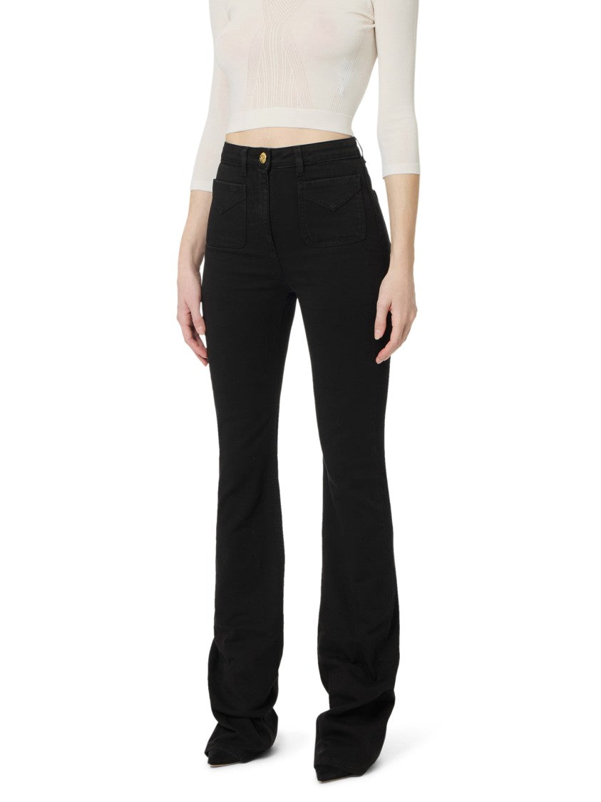 Elisabetta Franchi High-Waisted Flared Jeans With Fitted Silhouette