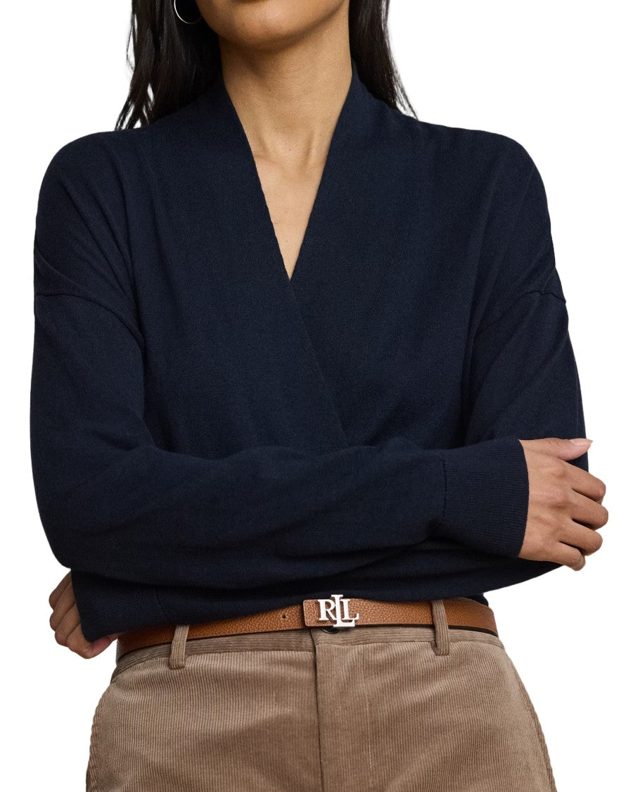 Lauren Ralph Lauren Wrap-Style Long Sleeve Pullover With Fitted Waistband