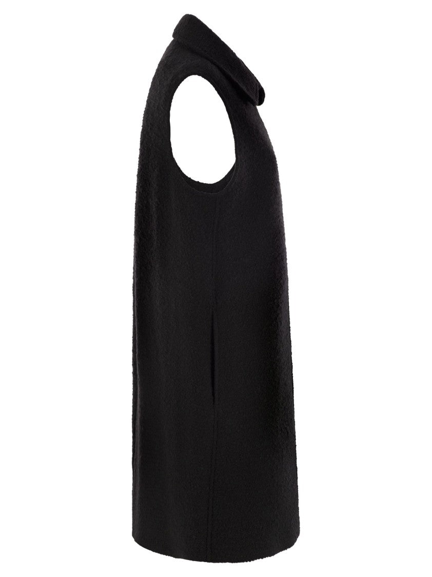 Fay Bouclé Fabric Waistcoat With Iconic Hook Closure