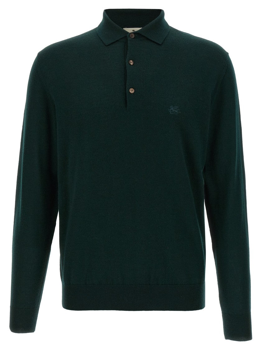 Etro Green Wool Polo Jersey