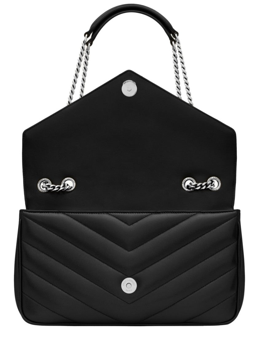 Saint Laurent Medium Chevron Quilted Shoulder Bag With Dual Chain Strap