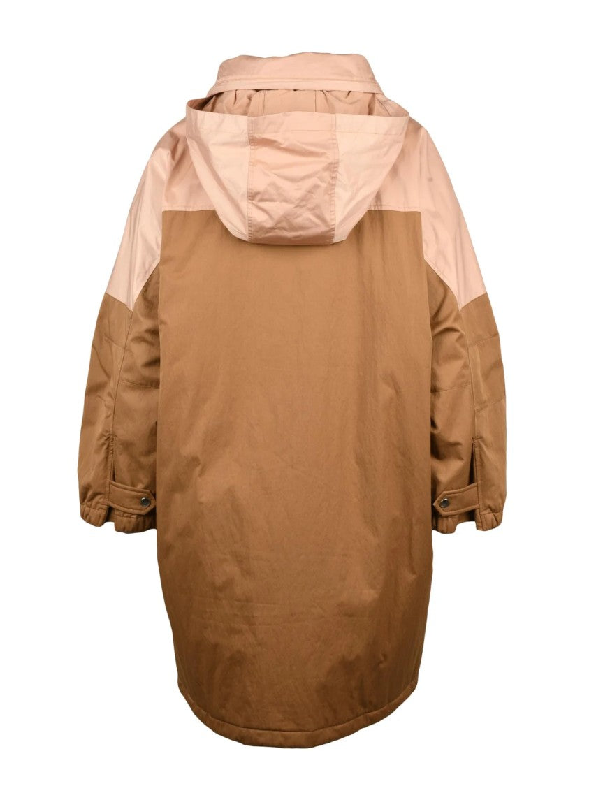 Bellerose Beige Quilted Removable Hood Acrylic-Blend Coat