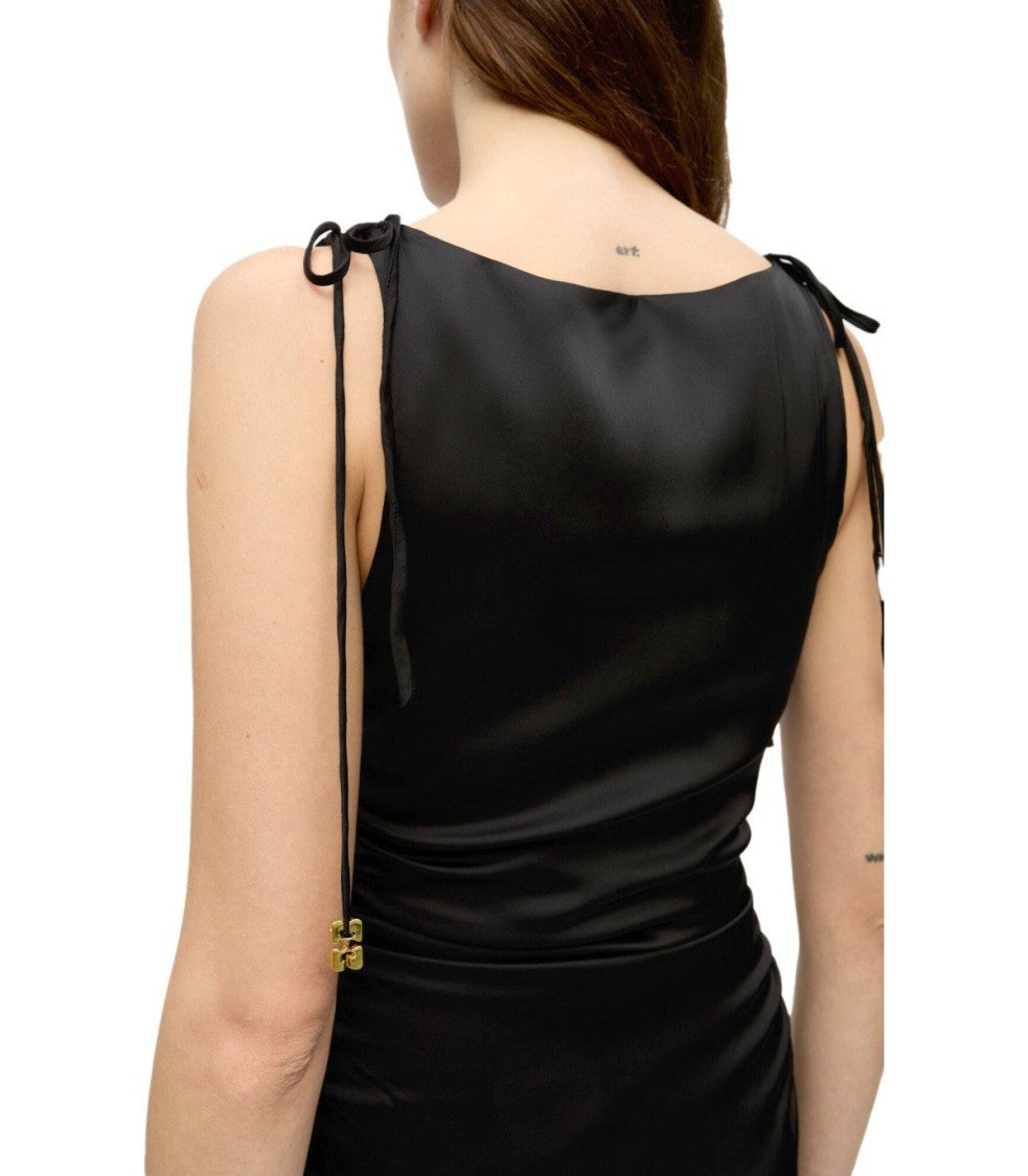 Ganni Satin Black Long Dress