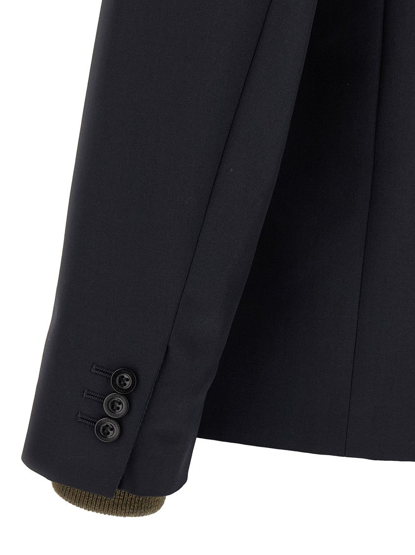 Sacai Bomber Insert Blazer With Nylon Detailing And Structured Silhouette
