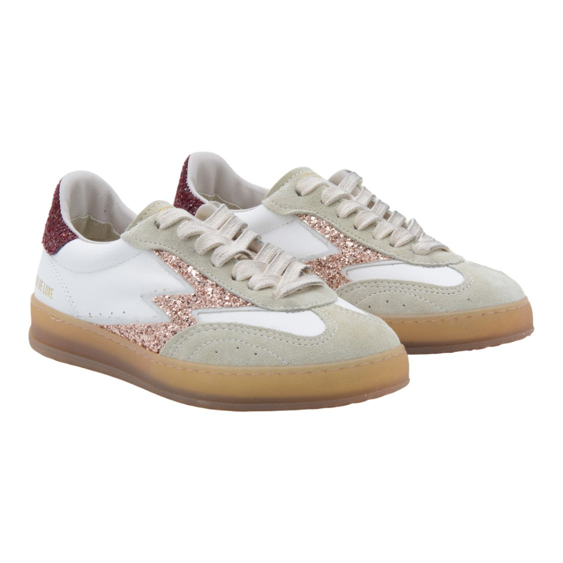 Moaconcept White Sneakers With Beige Suede Overlays