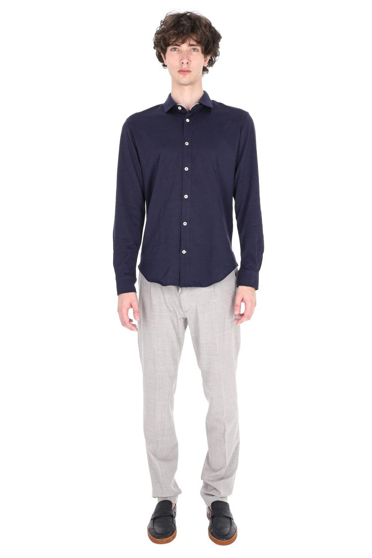 Eleventy Blue Cotton Jersey Casual Shirt