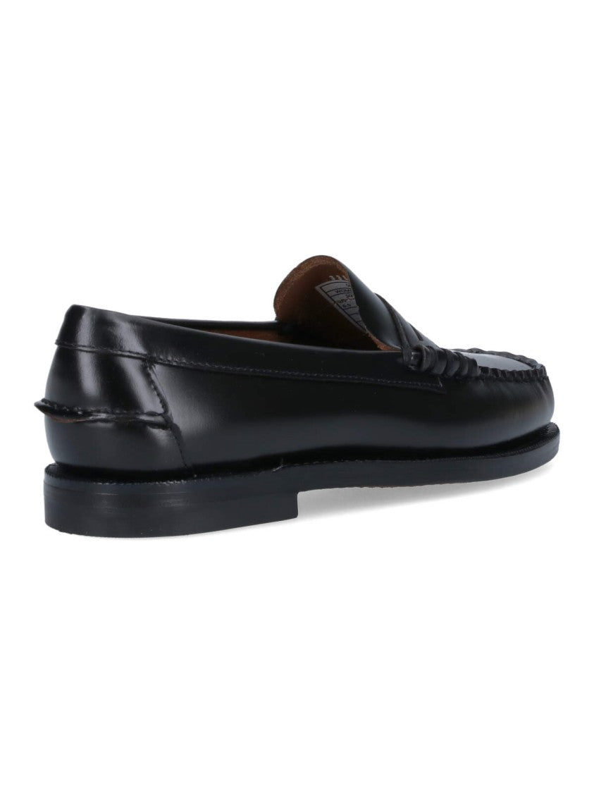 Sebago Slip-On Black Leather Moccasins With Cut-Out Detail