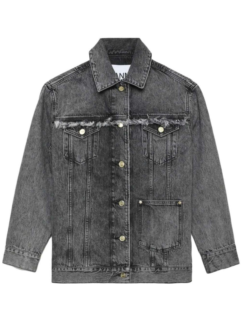 Ganni Frayed-Detail Washed Jacket
