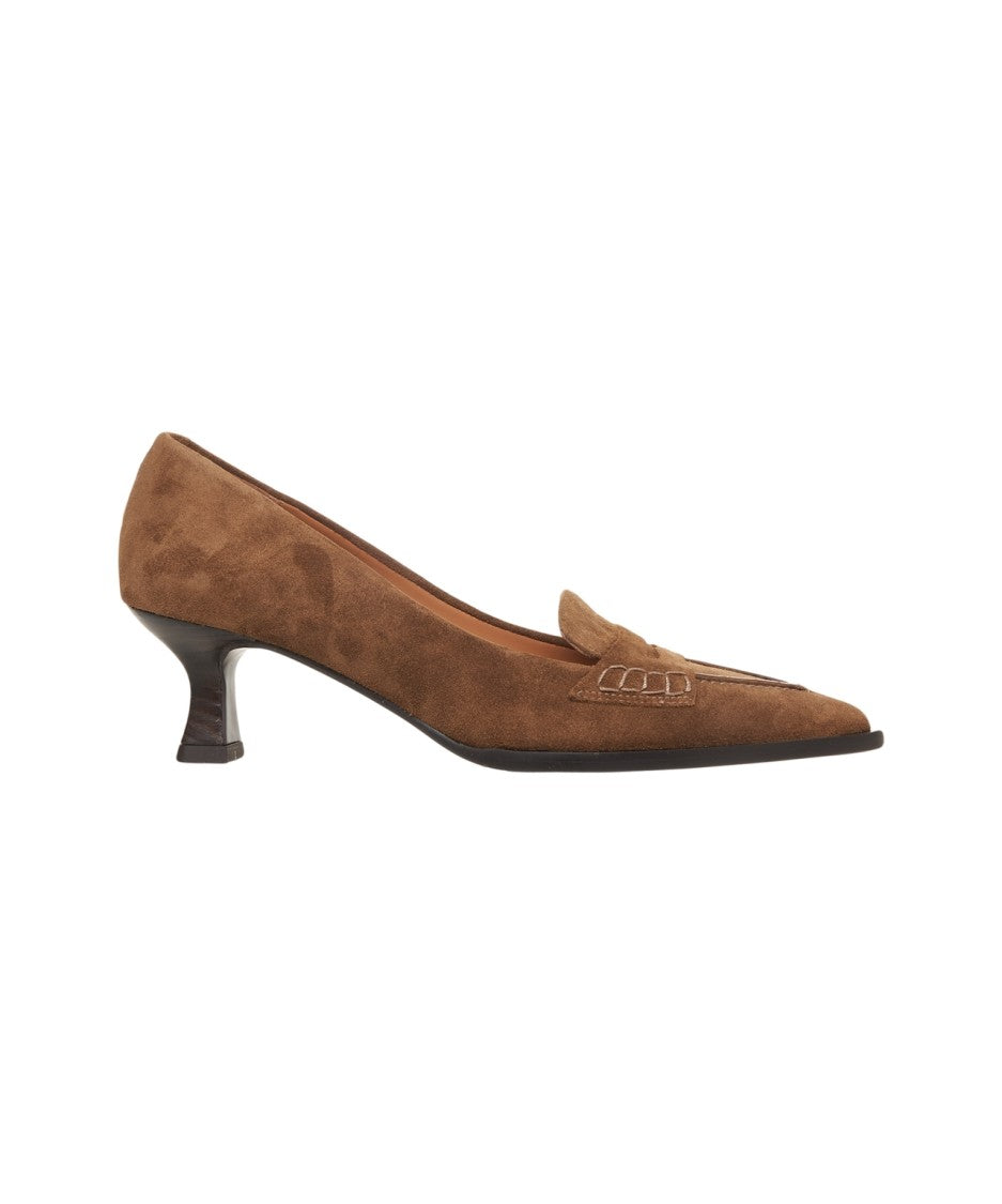 Billi Bi Moccasin-Detail Suede Pumps With Pointed Toe