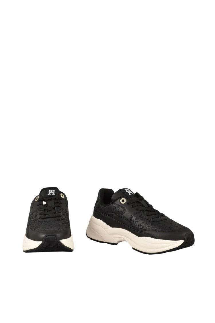 Tommy Hilfiger Black Quilted Leather Sneakers