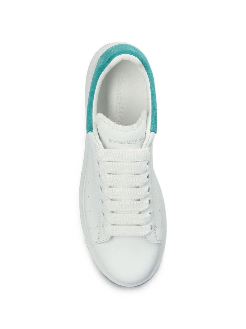 Alexander Mcqueen White Oversized Turquoise Heel Sneakers