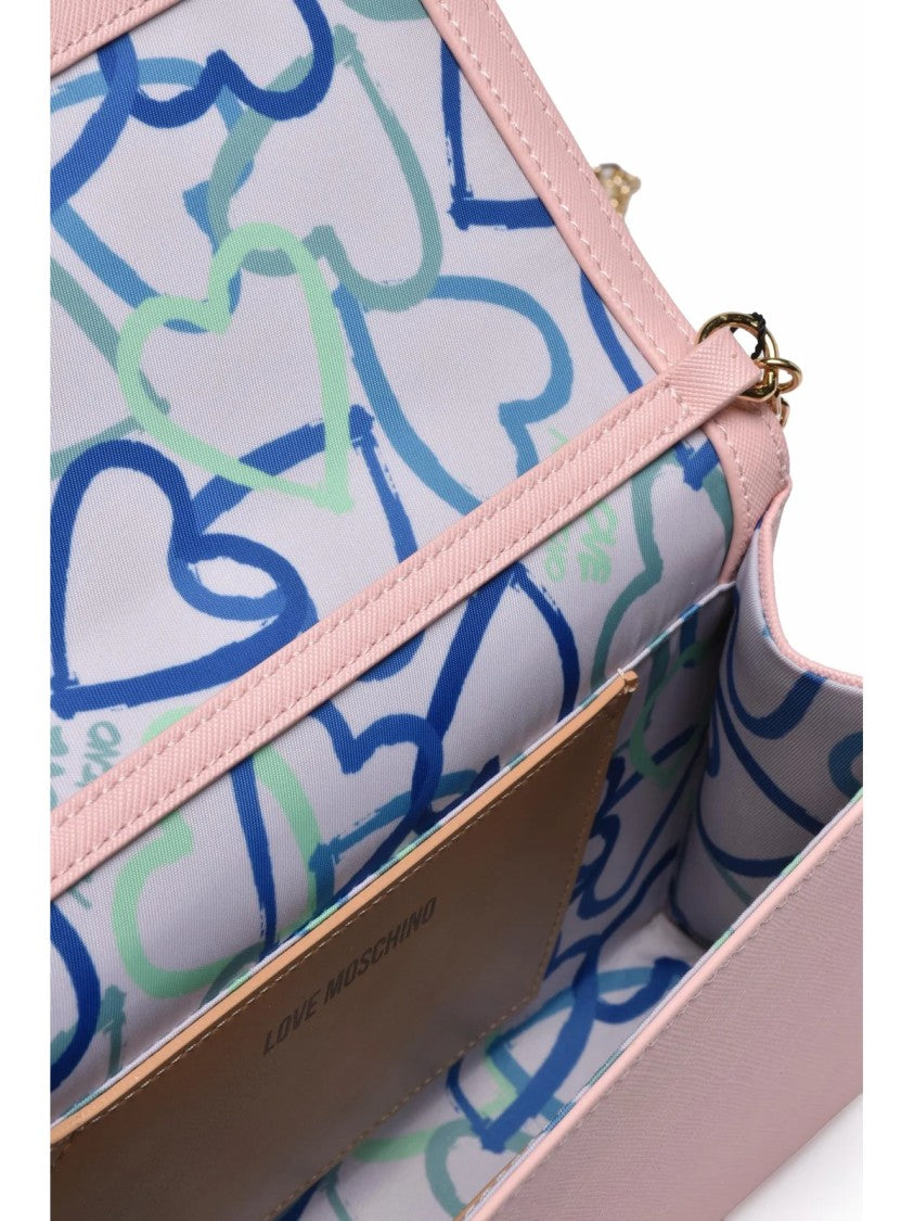 Love Moschino Pink Polyurethane Saffiano Crossbody Bag