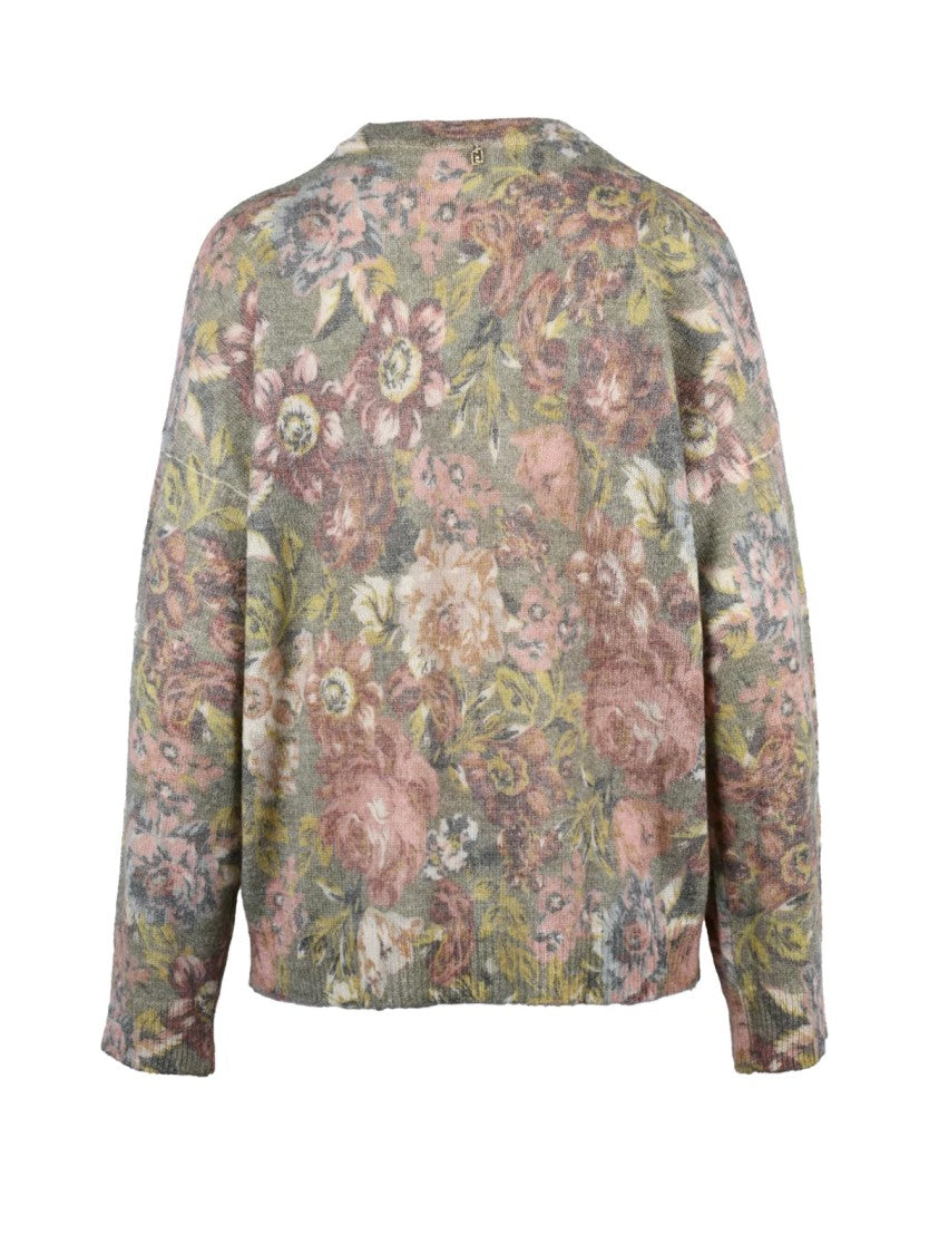 Liu Jo Multicolored Textured Knit Crewneck Pullover