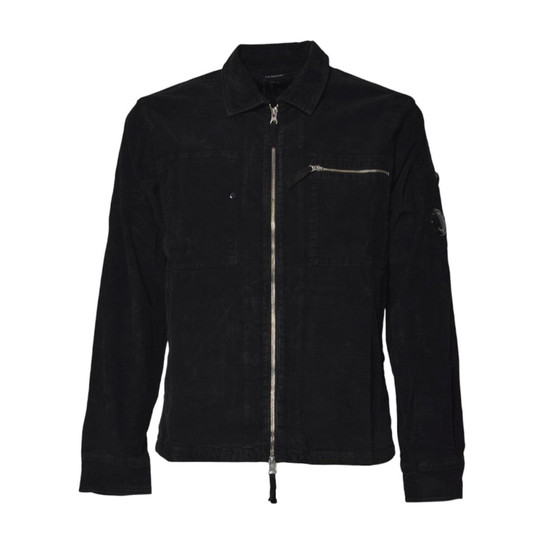 C.P. Company Minimalist Black Jacket With Functional Pockets And Classic Collar