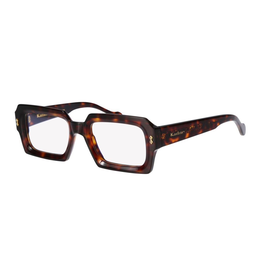 Kador Evy Glamour Rectangular Tortoiseshell Frame Eyeglasses With Gold Accents