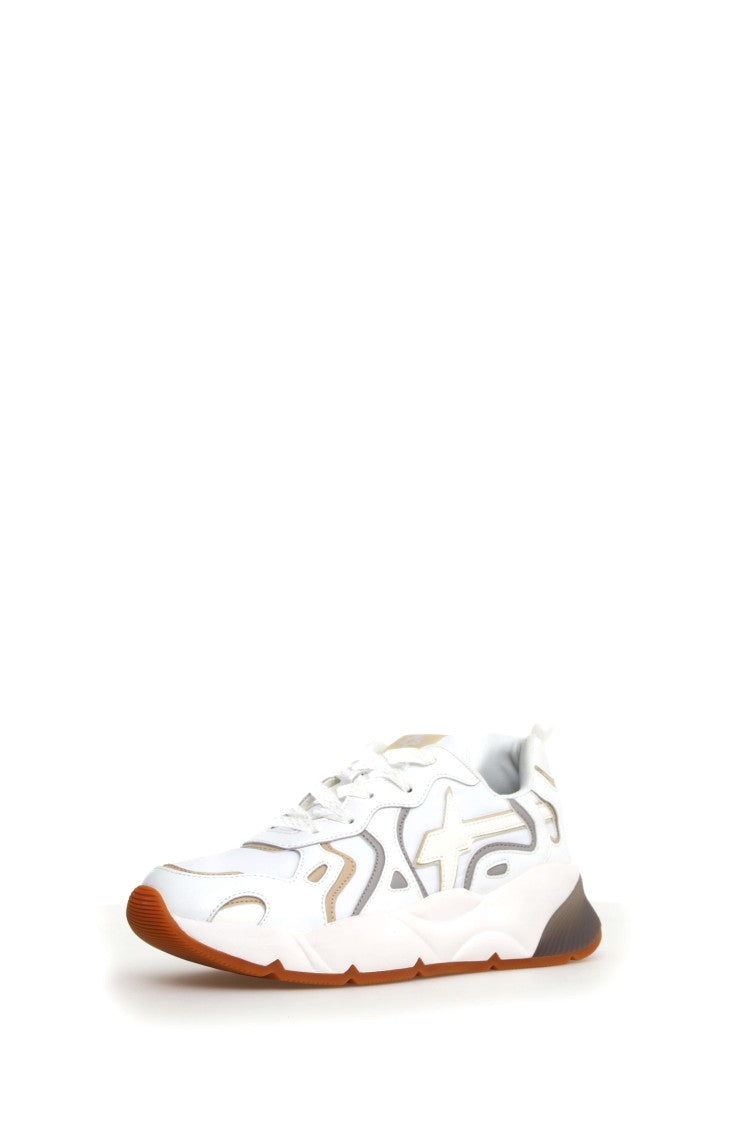 W6yz White Suede Technical Fabric Non-Slip Sneakers