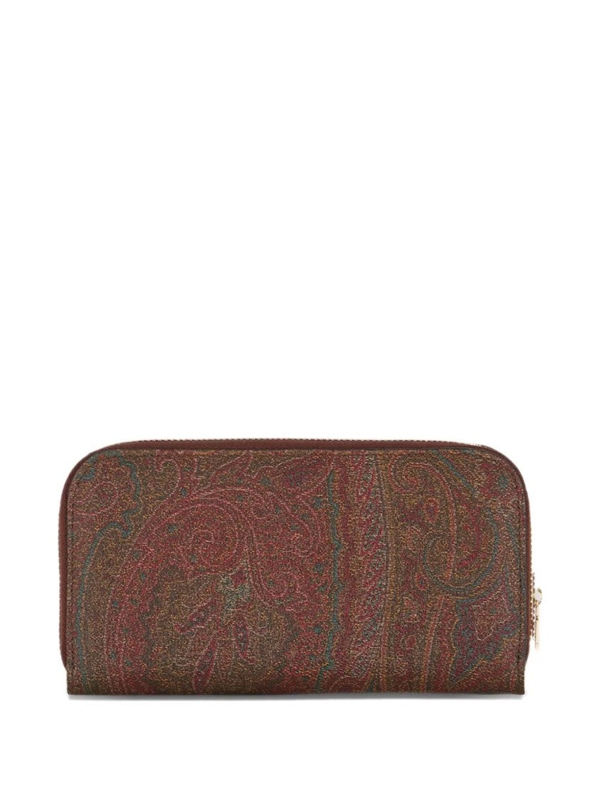 Etro Rectangular Zip-Around Wallet With Paisley Pattern