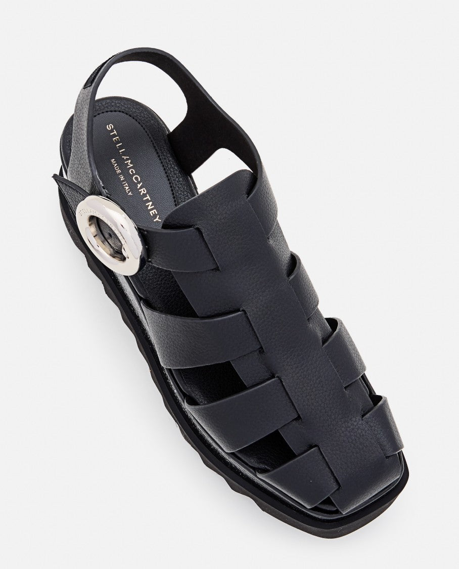 Stella Mccartney Black Wedge Sandals With Adjustable Ankle Strap
