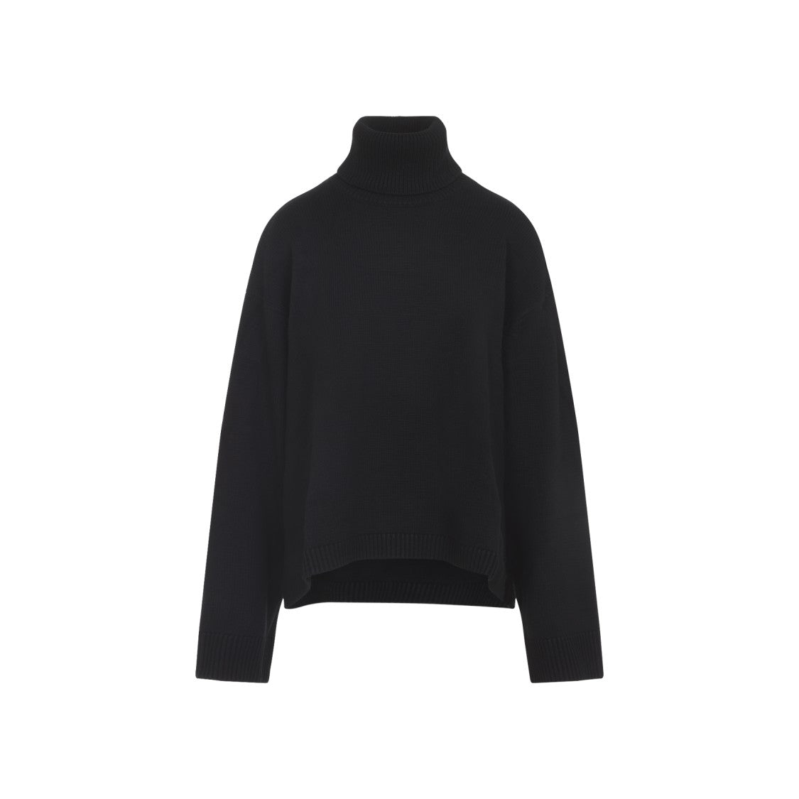 The Frankie Shop Black Wool Rhea Trapeze Turtleneck Pullover