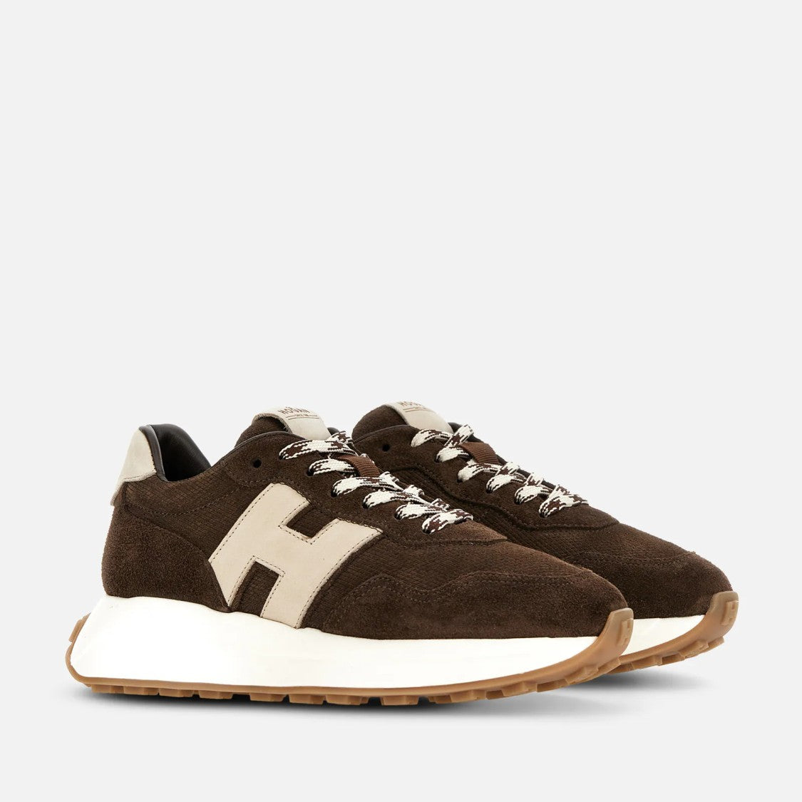 Hogan Rich Brown Suede Chunky Low-Top Sneakers